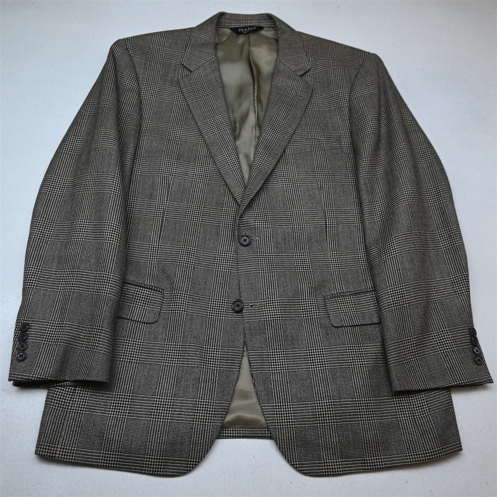Jos A Bank 42R Brown Glenn Check Silk Wool Signature Blazer Jacket Sport Coat